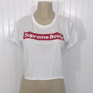 Alexia Clark Supreme Booty Baby Graphic Tee Crop Top White and Red Medium NWOT